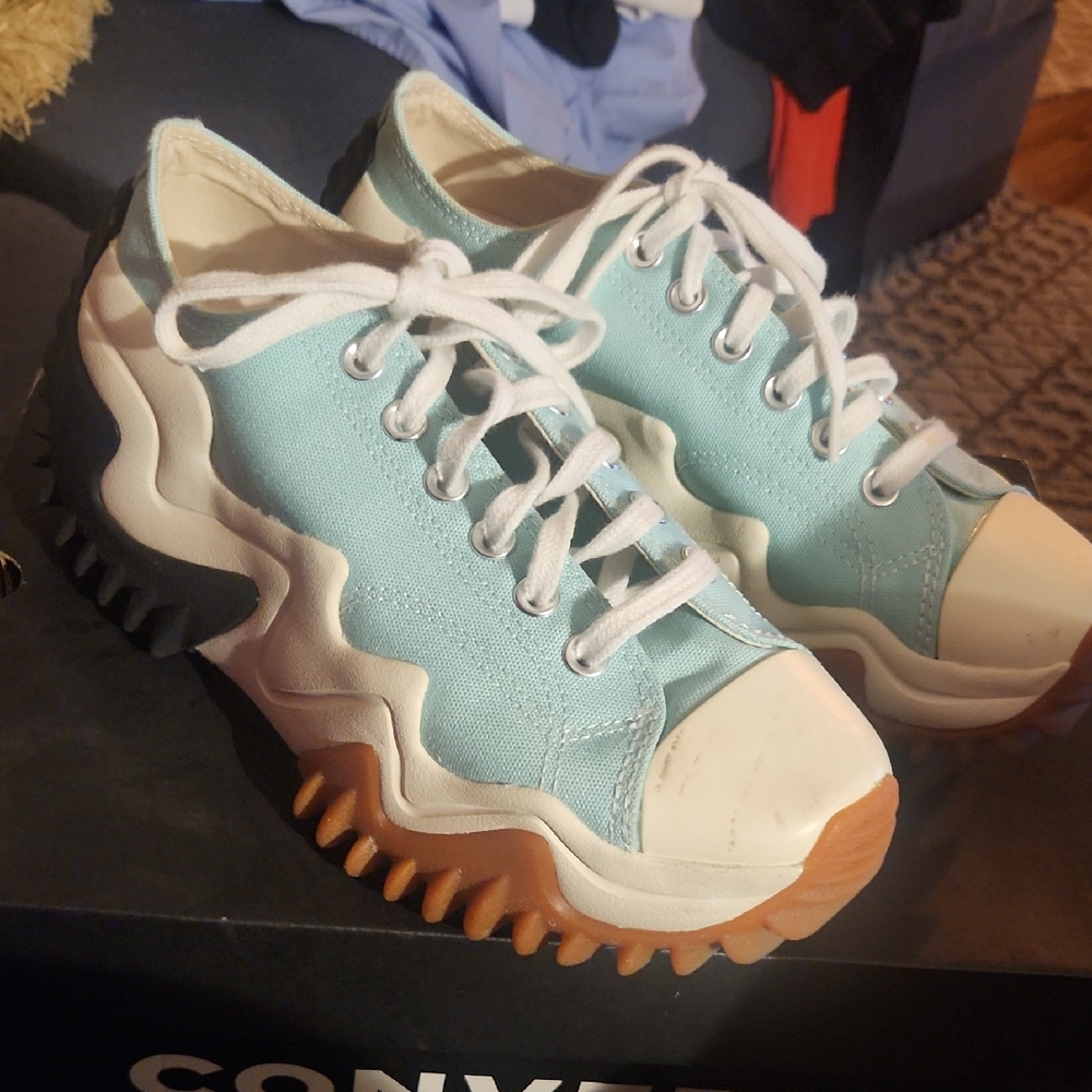 Converse Light Blue Canvas Sneakers with Chunky Sole